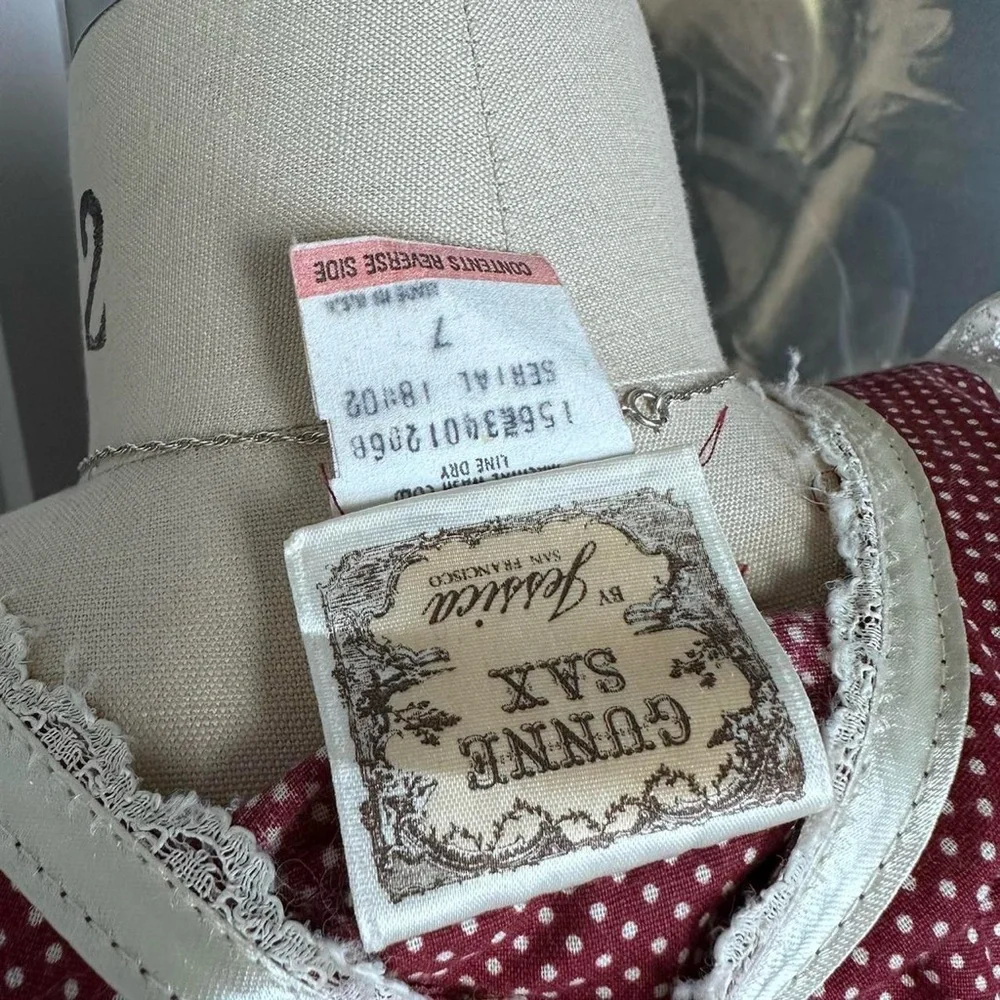 Vintage 70s Gunne Sax prairie long sleeve casual dress red gingham corset Size 7 - Picture 8 of 8